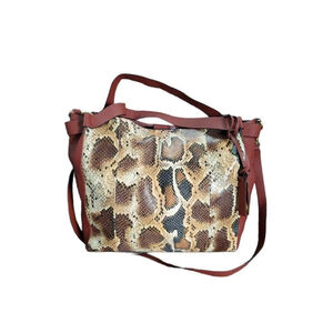 Vince Camuto Alora Tote Brown Tan Python Snakeskin Pattern
